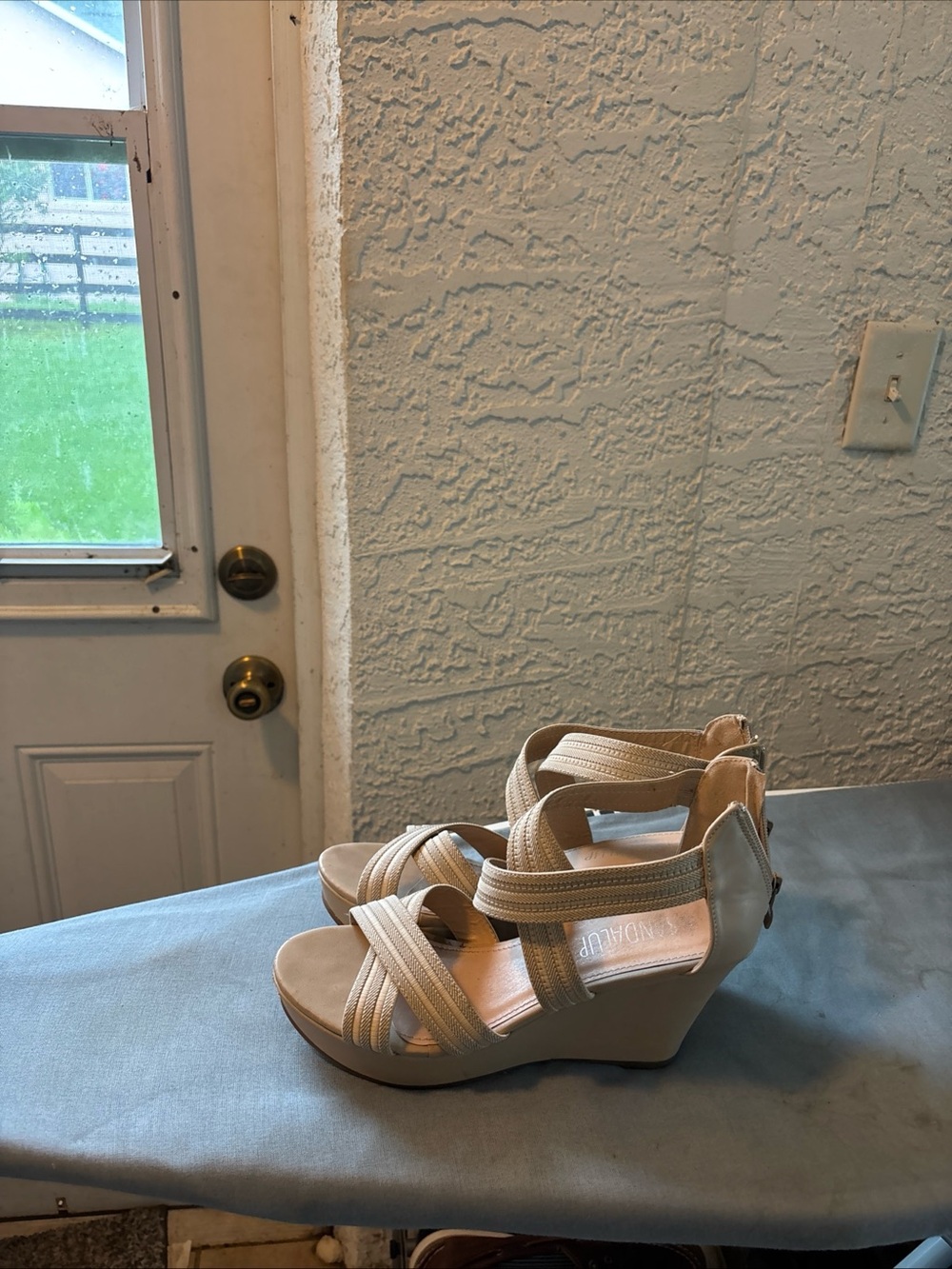 Neutral Beige Strappy Wedge Sandals - Women